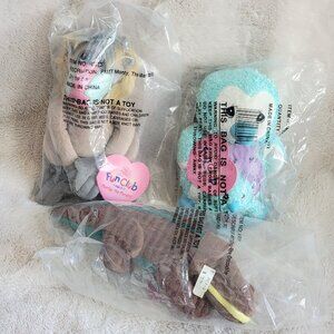 3 Vintage Precious Moments Fun Club Plushes - MIP - Monkey Alligator Penguin NEW